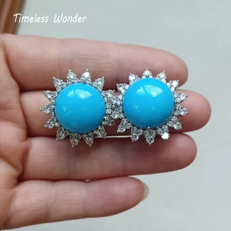 Timeless Wonder Retro Zircon Geo Stud Earrings for Women Designer Jewelry Punk Cute Vintage Style Party Rare Classy 5341