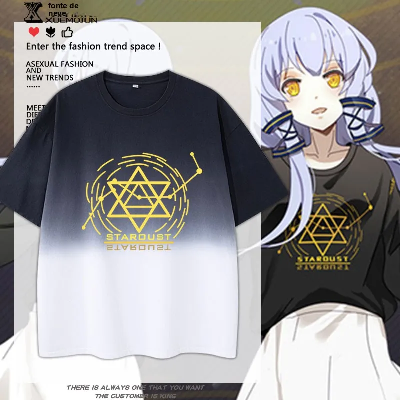 vocaloid-仮想歌手スターダストコスプレ半袖-tシャツユニセックス夏純粋な綿通気性ラウンドネックカジュアルトップ
