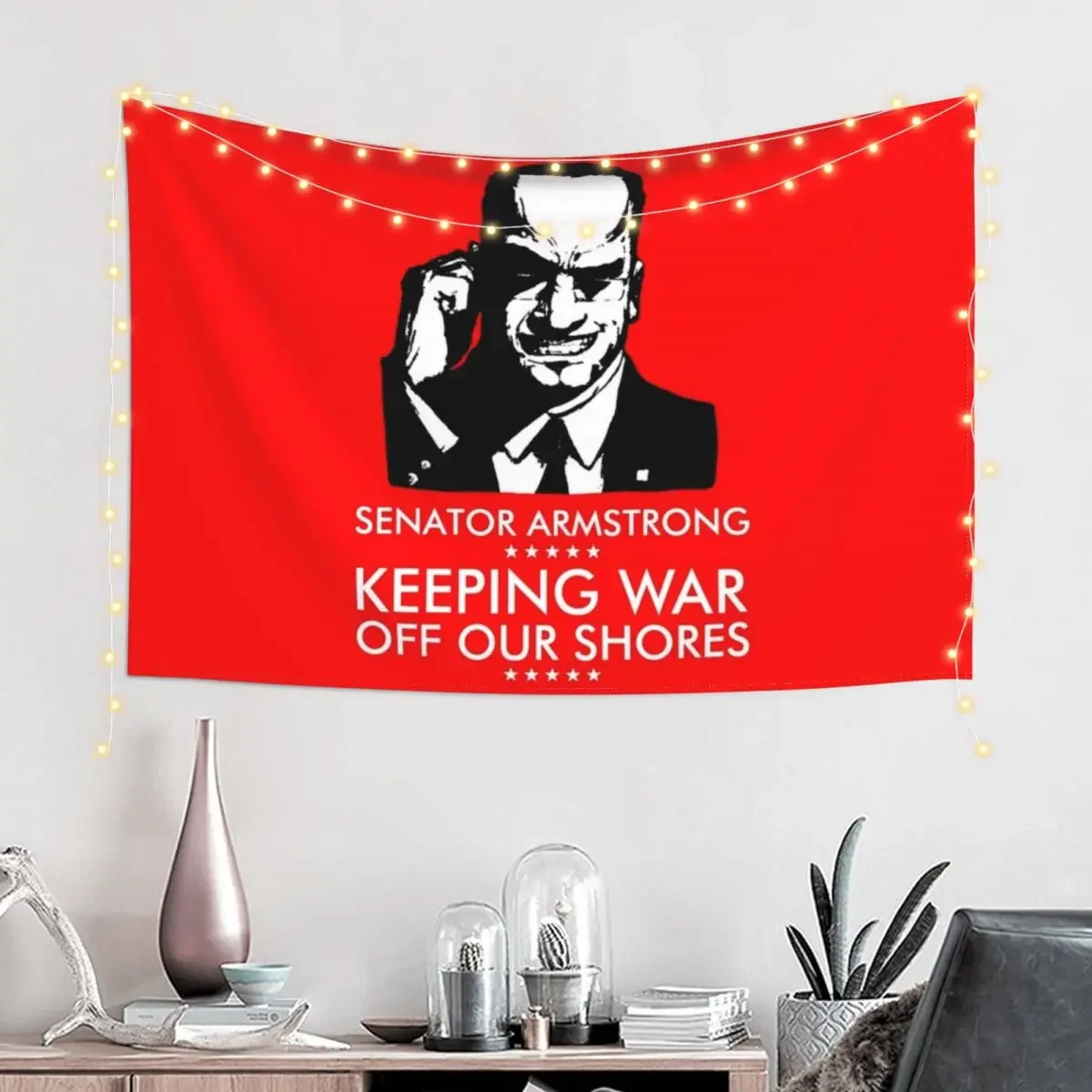 Senator Armstrong Presidential Campaign - Metal Gear Rising: Revengeance Tapestry Decoration For Home Tapestry