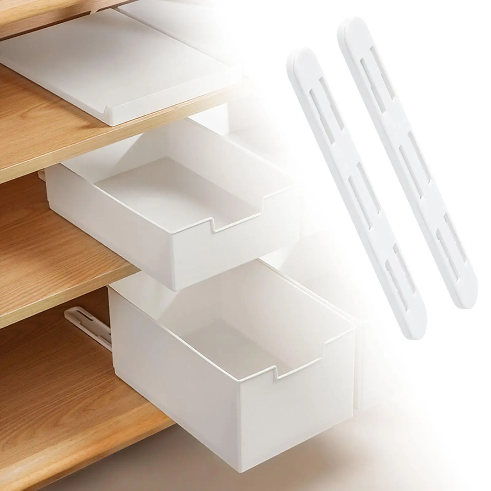 

Cabinet Drawer Slides Adhesive Under Mount Hardware Pull Out Rails for Shelf