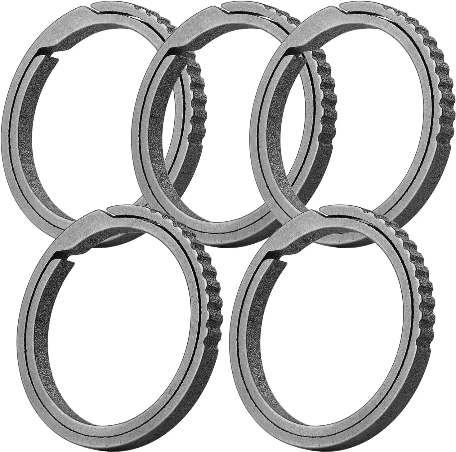 5 pcs large size titanium Key Rings for Keychains,Carabiner Keychain Ring Titanium Key Rings Heavy Duty Round Split Rings