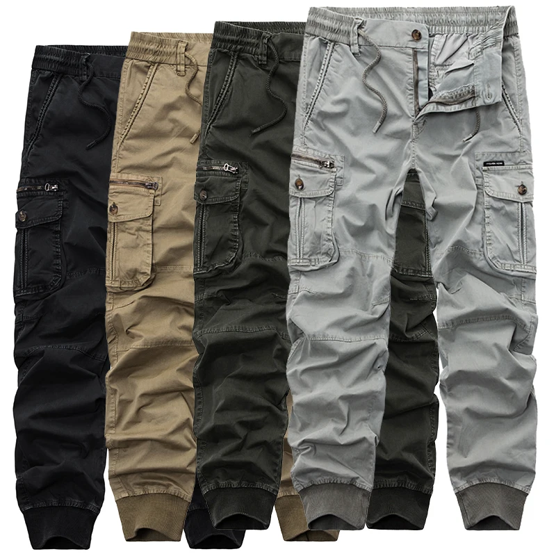 2025 Fashion Spring Mens Tactical Cargo Pants Men Joggers Army Military Casual Cotton Pants Hip Hop Ribbon Male army Trousers 38
