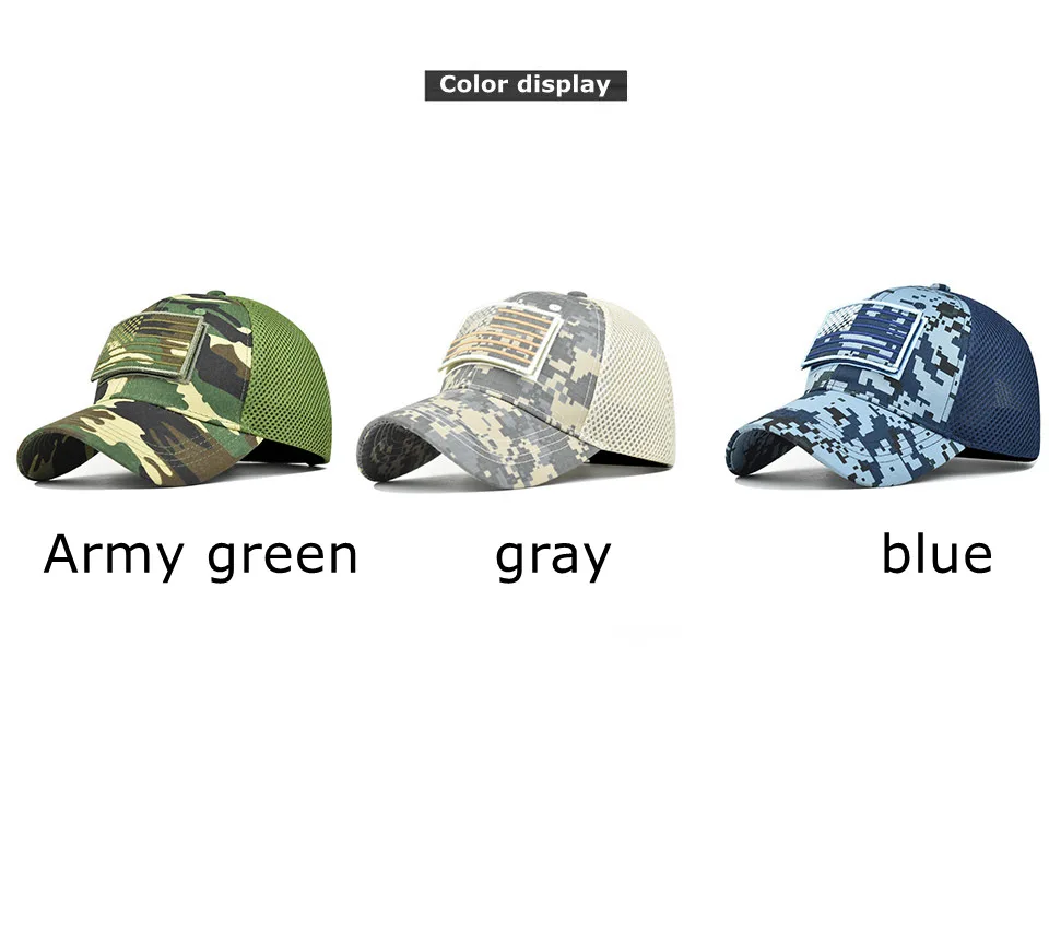 Men’s Tactical Mesh Trucker Hat, Camouflage Outdoor Baseball Cap with Removable Embroidered Patch, Adjustable Snap‑Back Sun Hat