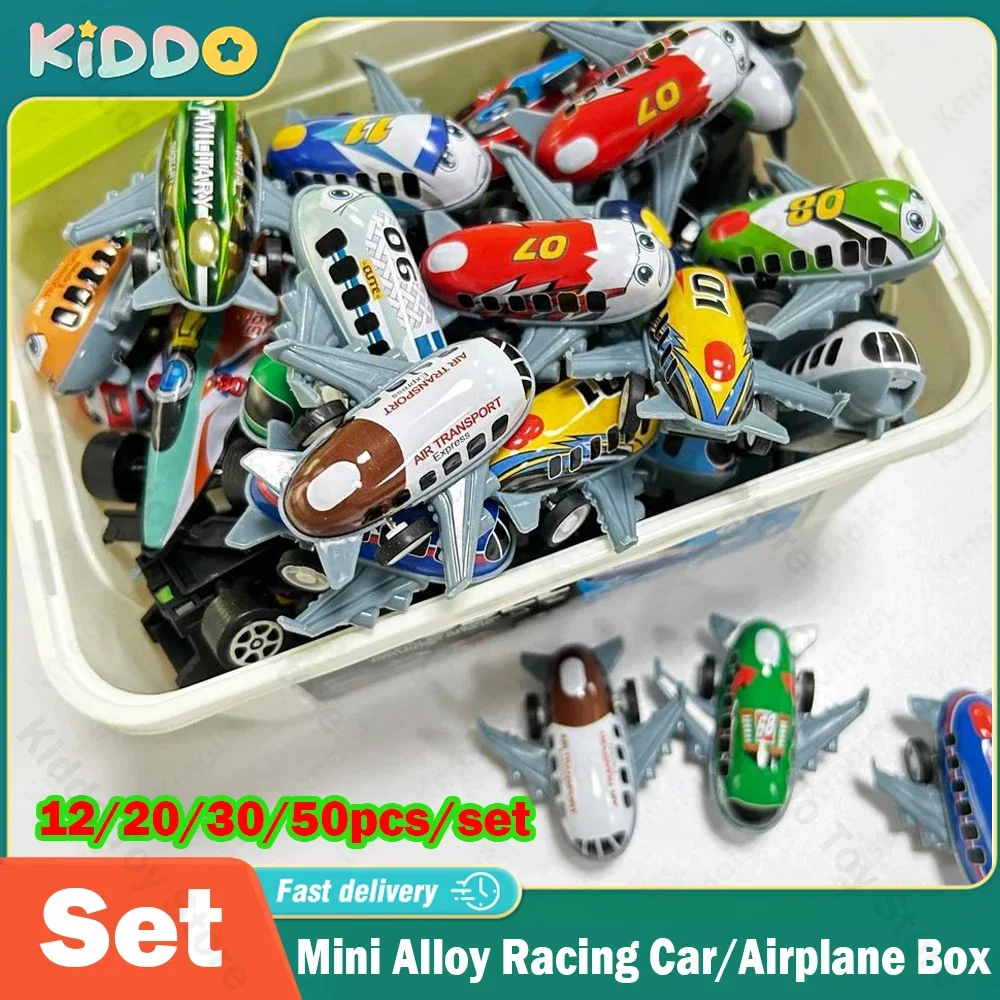 Legering automodelset Traagheidsvoertuig met opbergdoos Trek vliegtuig Speelgoed voor jongens Glijden kinderspeelgoed voor jongens Kindercadeauset