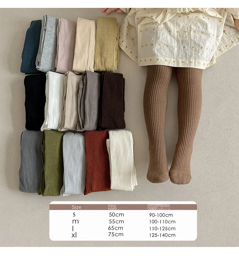 Cotton Warm Pantyhose Baby Kids Autumn Winter Tights Toddler Girls Boys Ribbed Stockings  Solid Candy Color Tights 0-9Years