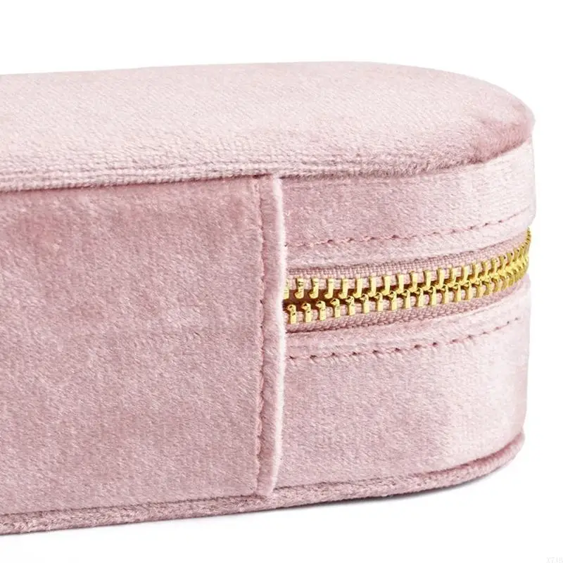 

Compact Plush Jewelry Case with Zippers for Safekeeping Rings and Bracelets