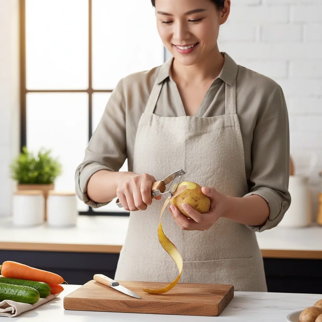 Stainless Steel Vegetable Peeler With Wooden Handle Multipurpose Kitchen Tools For Peeling Shredding And Scraping Fruits