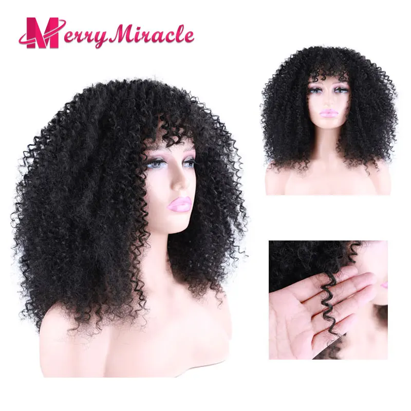 Short Synthetic Wig Natural Black Color Kinky Curly Hair Wig Afro Curly Wigs for Women Black Curly Synthetic Wig Puffy Hair