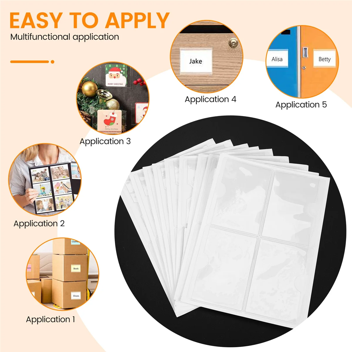 AT14 36Pcs Self-Adhesive Label Card Holder Index Pockets Holder 6X8.5cm Clear Plastic Card Holder Adhesive Label Holder