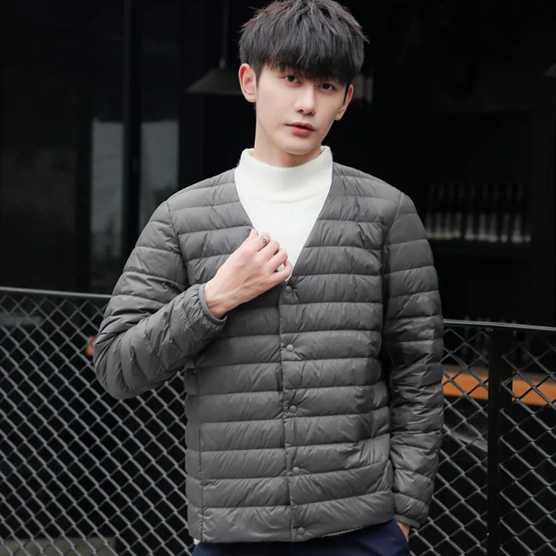 Men's Fall Winter Coat Jacket Down Jacket White Duck Down Liner Short Paragraph Thickened Warm Personalized Comfortable Leisure
