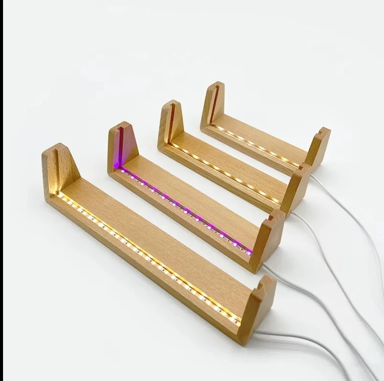 Base éclairée par LED en forme de U, présentoir multicolore réglable pour téléphone/tablette, Rechargeable par USB, Durable pour la décoration de la maison/magasin