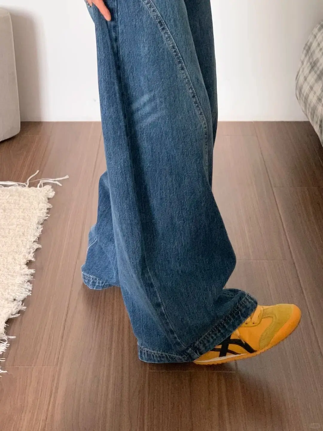 Pantalones de pierna ancha elásticos para mujer otoño tierno holgado Amekaji escuela Patchwork pana tejido forrado cintura elástica OL