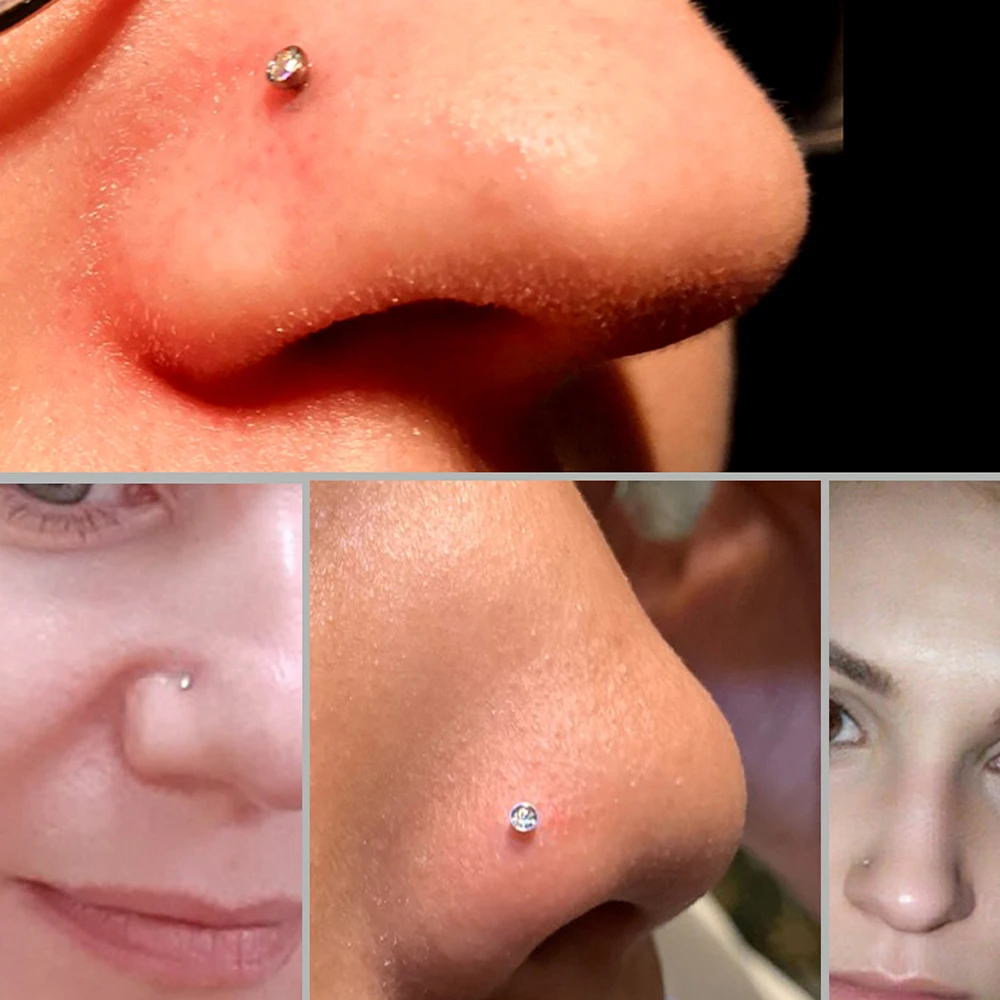 24-1PCS Disposable Sterile Nose Piercing Unit Nose/Ear Piercing Gun Home Use NO PAIN Piercer Machine with G23 Titanium Nose Ring