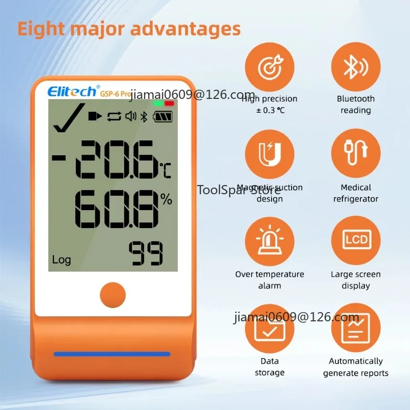 GSP-6Pro Cold Chain Data Logger, USB High-Precision Thermometer for Refrigerated Transport