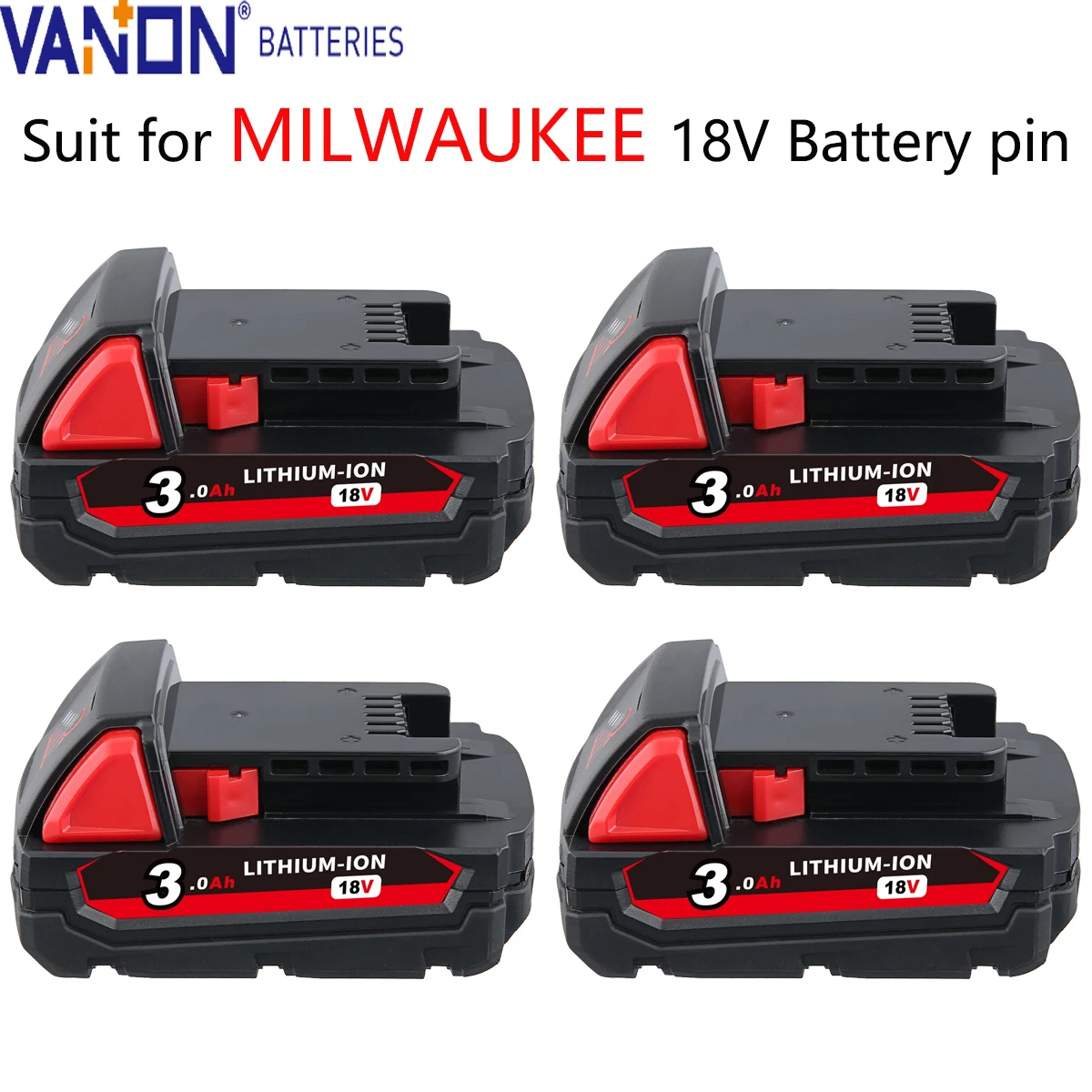 

VANON 1/2/4Pack M18 3.0Ah 18V Lithium-ion Battery Replace for Milwaukee 48-11-1860 48-11-1815 48-11-1820 Power Tools Battery pin