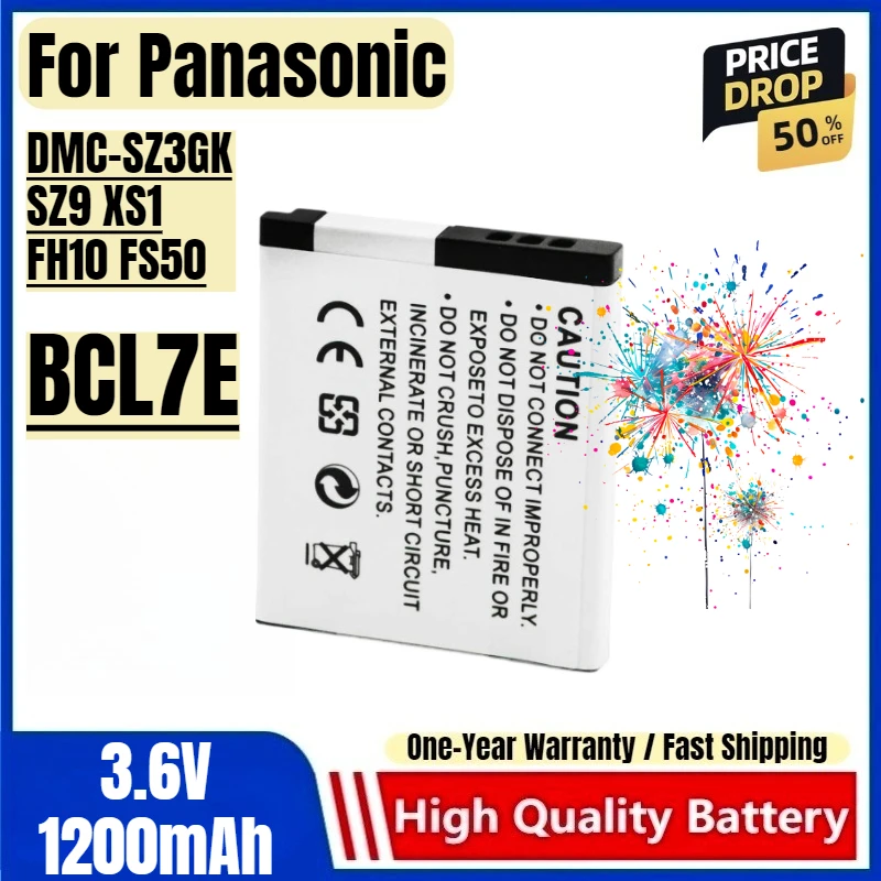 

BCL7E Battery 3.6V 1200mAh Rechargeable Batteries and Charger for Panasonic DMC-SZ3GK SZ9 XS1 FH10 FS50 Camera Battery Charger