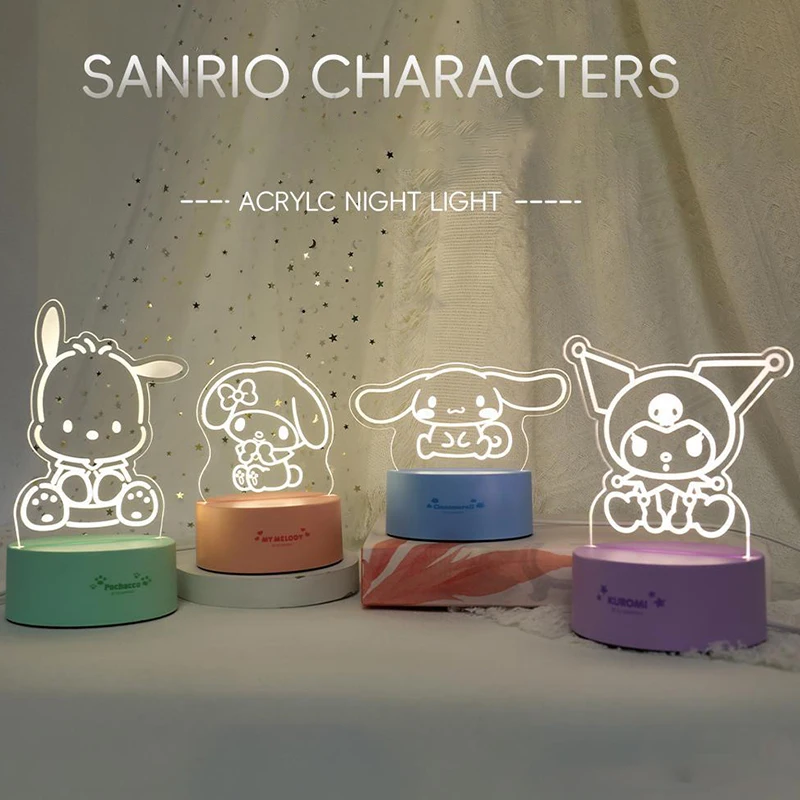 

Sanrios миниатюрный ночник Милая мультяшная USB настольная лампа Kawaii My Melody Cinnamoroll ночник веер украшение спальни