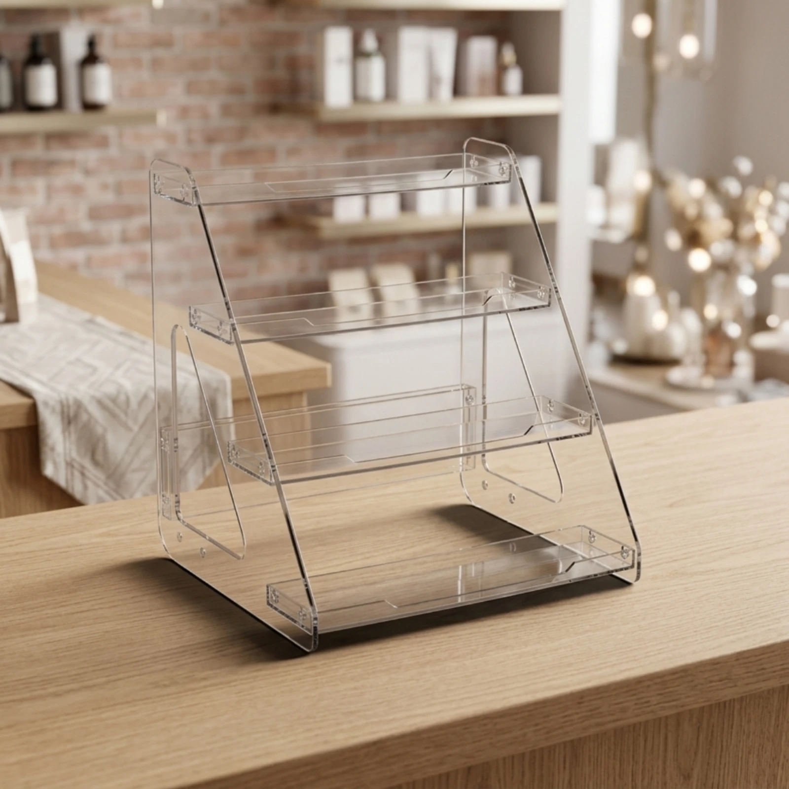 Tiered Acrylic Display Stand 4-Tier Display Stand with Tiers Acrylic Riser Clear Transparent for Collectors, Countertop, Vanity