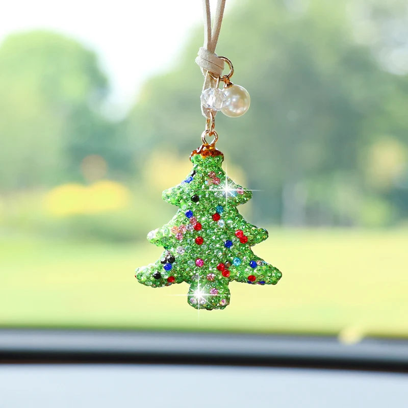Creative cute Christmas series car rearview mirror hanging decoration Christmas tree car interior pendant Christmas gift