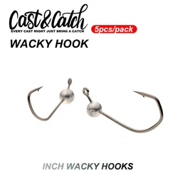 Cast&Catch 0.6/0.9/1.4g 5pcs/pack Inch Wacky Hooks For Soft Worm Lure Bass Barbed Carp Crank Fishing Hook