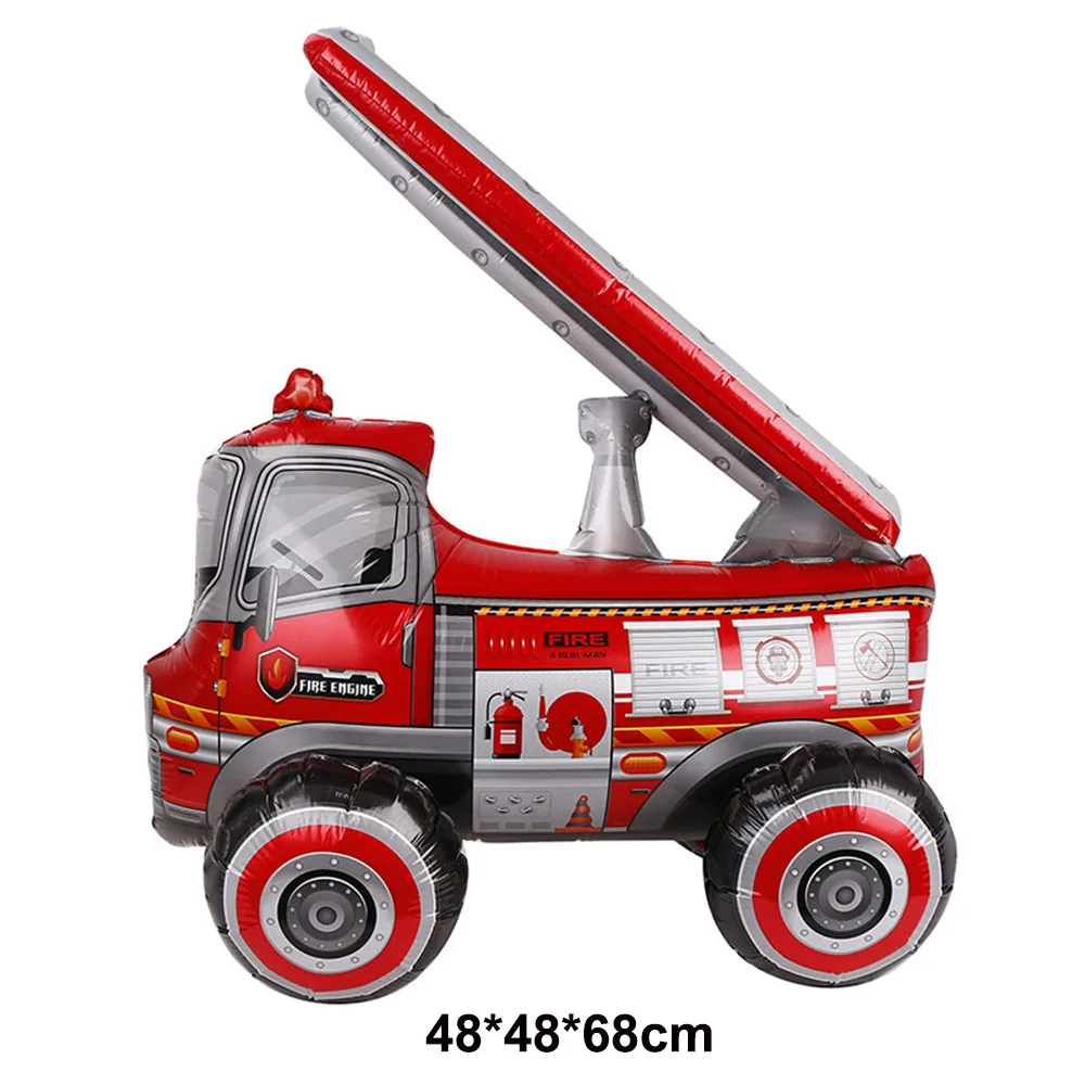 Firefighter Party Fire Extinguisher Shapes Fire Truck Foil Balloon Walkie-Talkie Fire Hat Model Fire Birthday Party Decorations