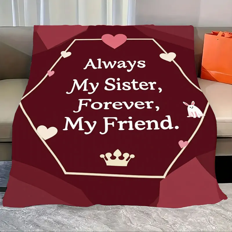 

Фланелевое одеяло, 1 шт., одеяло «Sister Forever Friend» — уютный красный плед с дизайном в виде сердечной короны»