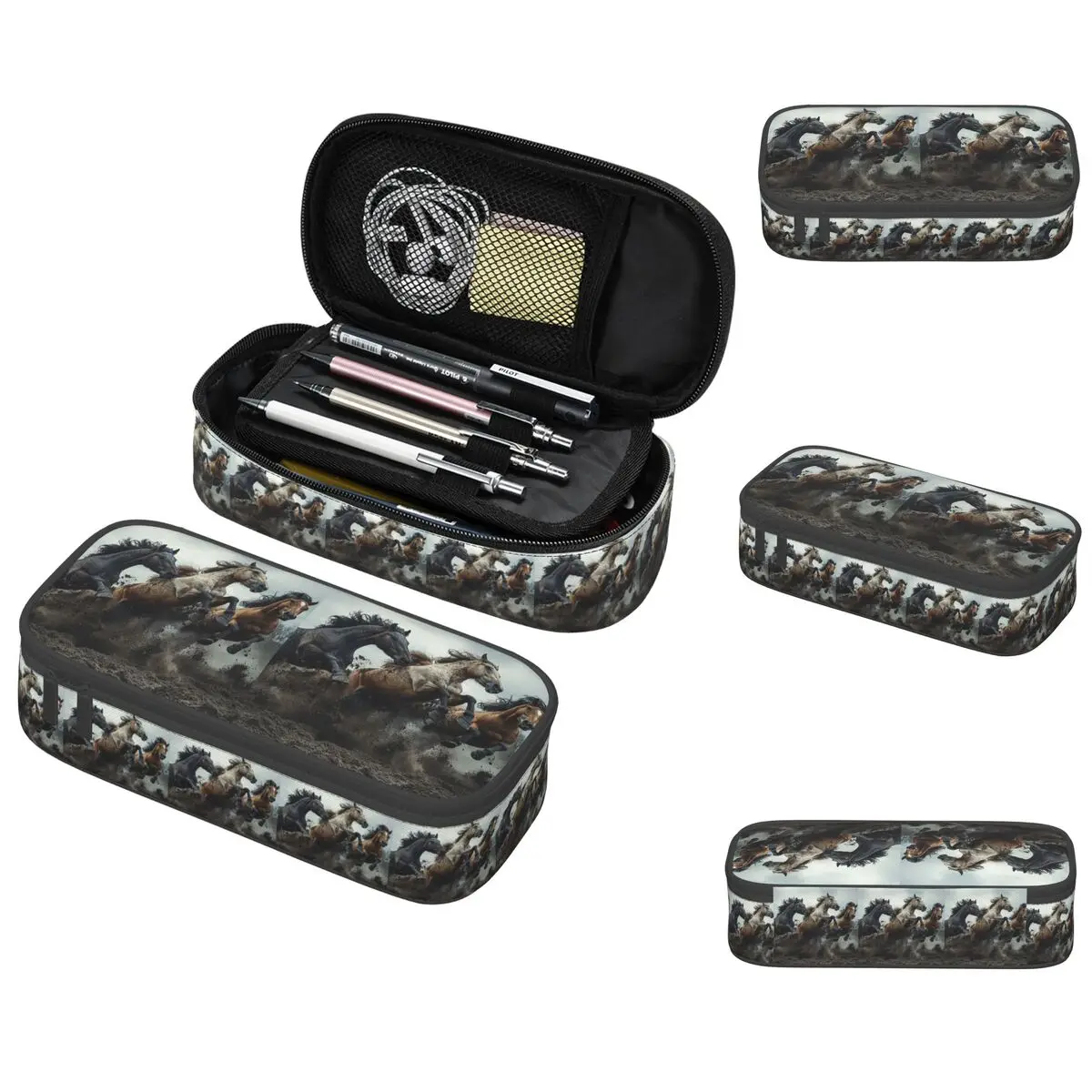 

Galloping Horses And Running Horse Pencil Case for Boy Girl School Pen Box Pencil Bag Stationery Supplies Pen Holder Bag