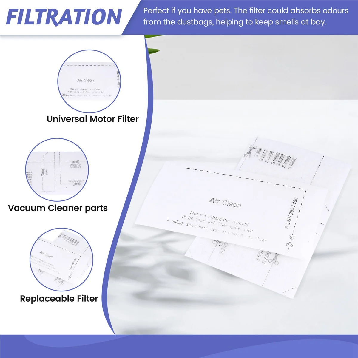 فلتر محرك عالمي للمكنسة الكهربائية ، ملحق قابل للاستبدال ، 5 أزواج