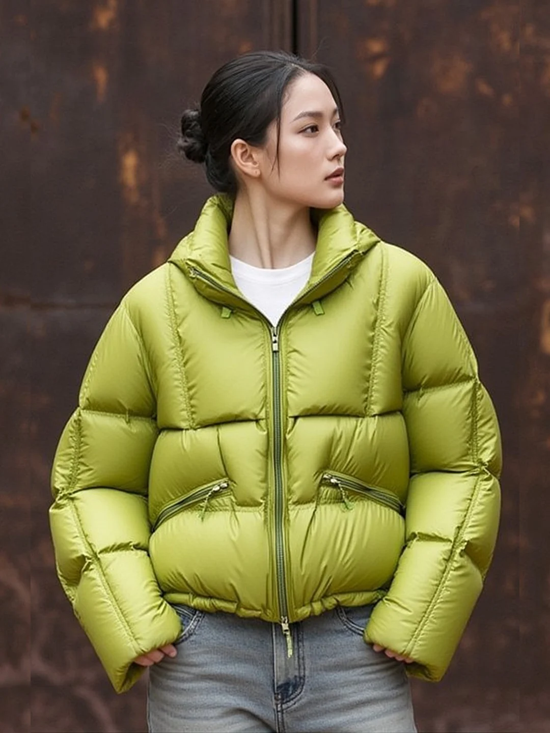 

Puff een ort Женский пуховый Jaet 2025 Новая зимняя верхняя одежда Thi Повседневная одежда Regular Fit White Du down Filling