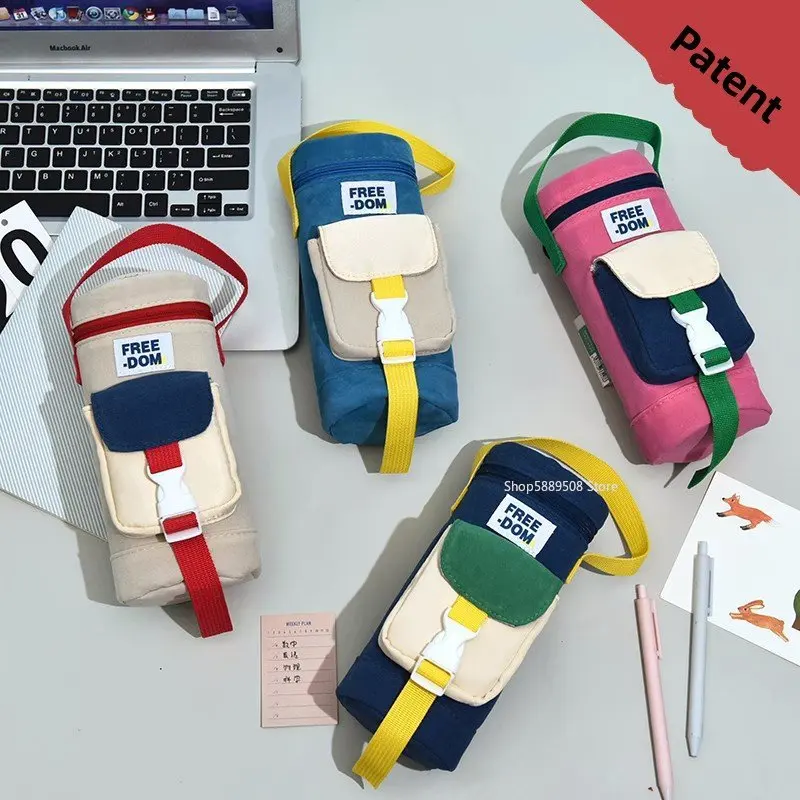 

Handheld Pencil Pouch Pencil Pouch Handheld Standable Clash Color Solid Color Large Capacity Portable Boys and Girls pencil bag