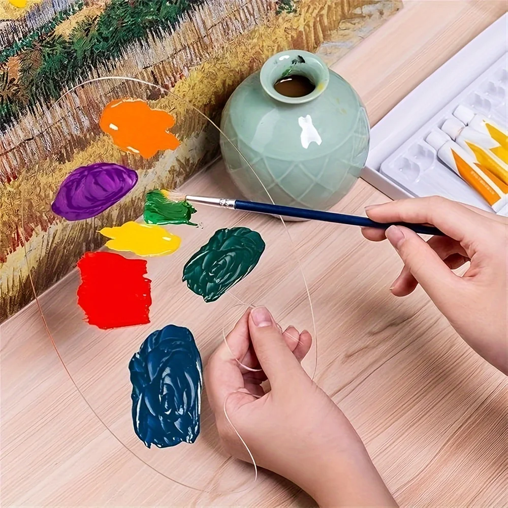 6pcs Clear Acrylic Paint Palette with Thumb Hole, Non-Stick Oil Paint Palette Oval Shaped Artist Painting Palette Mixing Palette