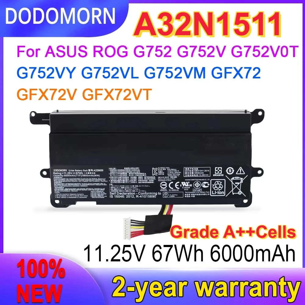 

Factory Direct DA32N1511 Laptop Battery For ASUS ROG G752 G752V G752V0T G752V YG752VL G752VM GFX72 GFX72V GFX72VT Series