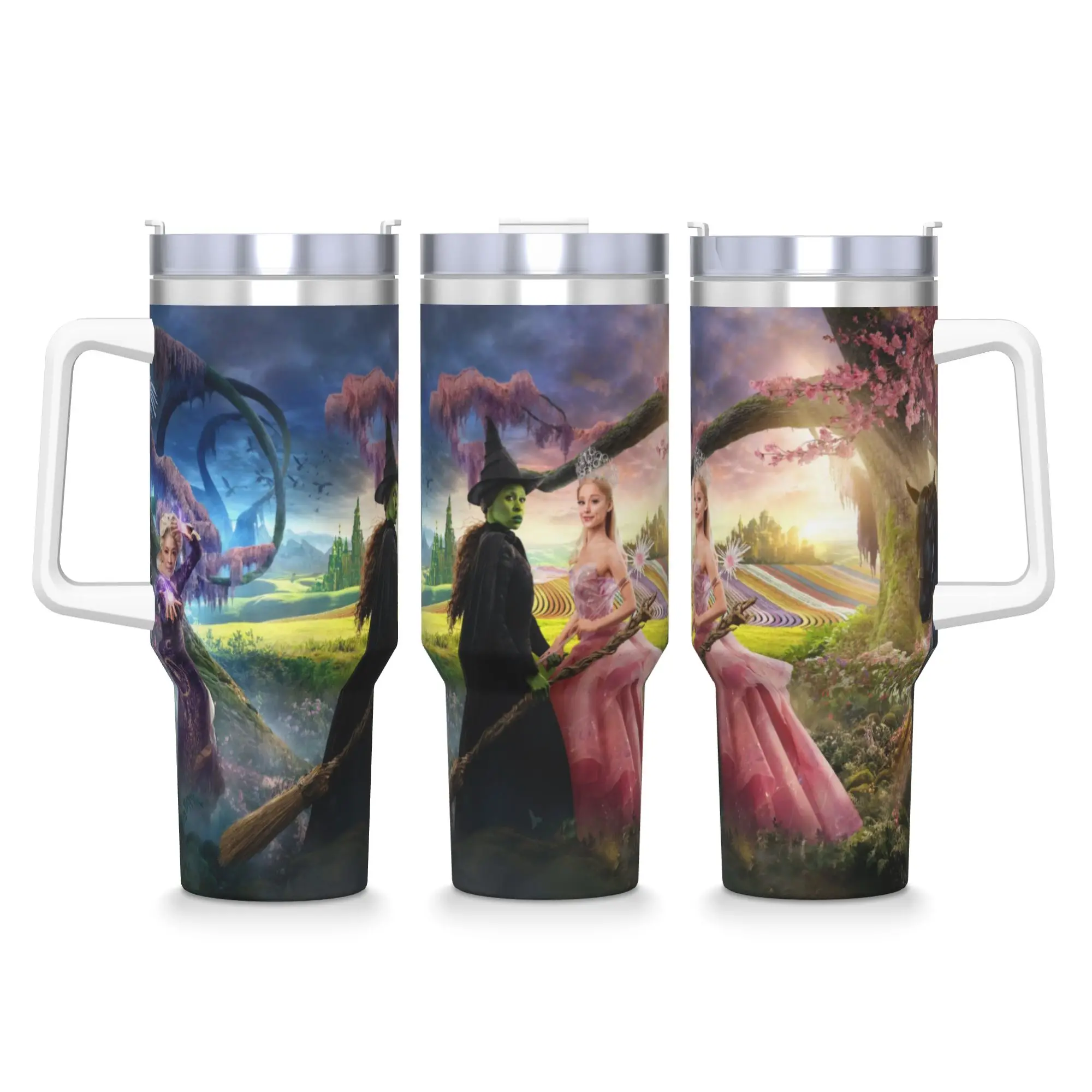 Wicked Movie Stainless Steel Tumbler  Driving Thermal Cups With Straws and Lid 40oz Car Mugs Cold and Hot Water Bottle