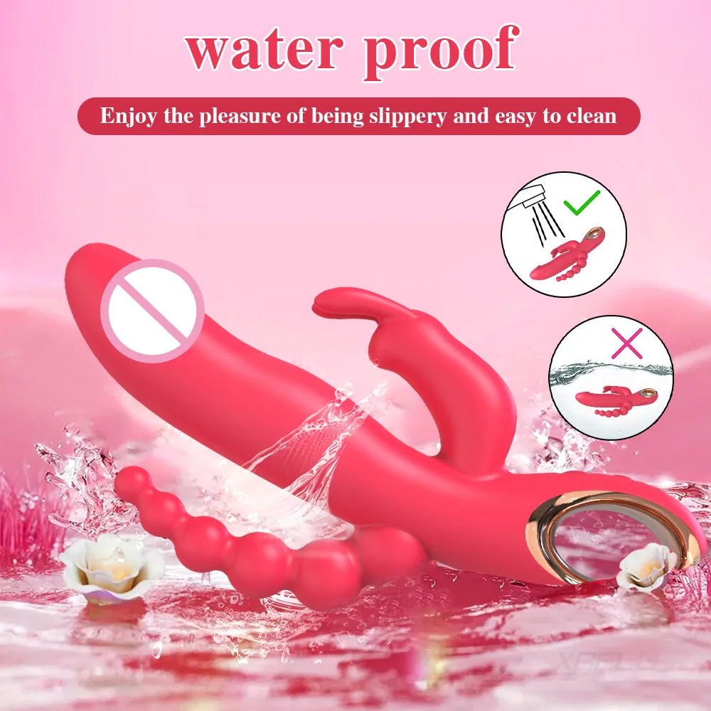 Rabbit Thrusting Vibrator for Woman 3 in 1 G Spot Clitoris Stimulator Vagina Massager Female Masturbator Backyard Anal Sex Toy