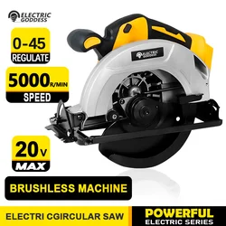 Electric Goddess 7in Brushless Circular Electric Saw 45° Adjustable Cutting Depth Cordless Power Tool For Dewalt 20V Battery