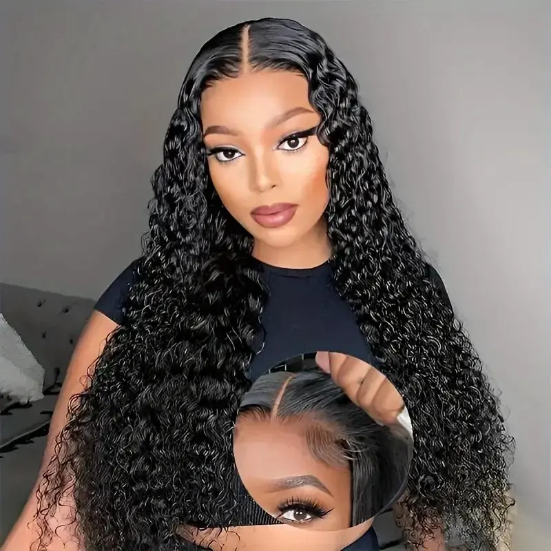 Rosabeauty 250% Density HD 13X6 Transparent Deep Wave Nature Color curly Lace Frontal Wigs 13X4 Front Human Hair Wig 30 40 Inch