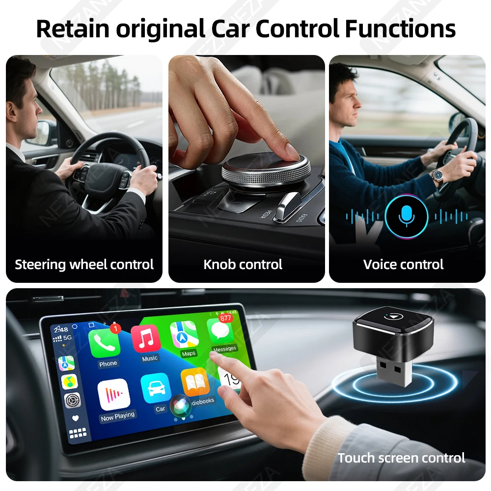 Adaptador CarPlay inalámbrico 2 en 1 para Radio de coche OEM Mini Dongle con cable a CarPlay inalámbrico Android Auto tipo C USB Plug and Play