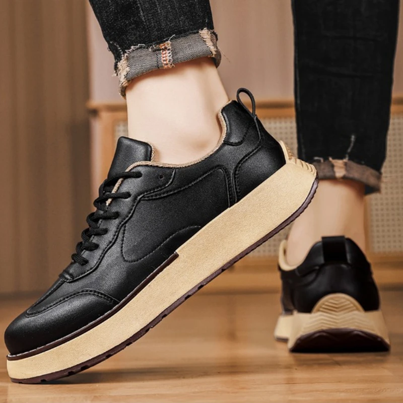 

Men's Leather Shoes with Flat Heel Multi-color Soft Sole Lace-up Design Large Size New Fashionable for All Seasons Casual Shoes