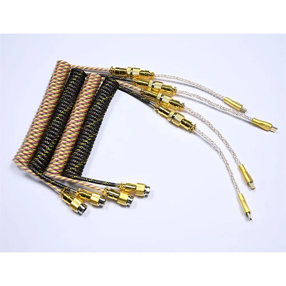 USB الربيع كابل ثقب دائري التوصيل النحاس الأساسية لعبة توصيل كابل نوع-C واجهة كابل لوحة المفاتيح الميكانيكية