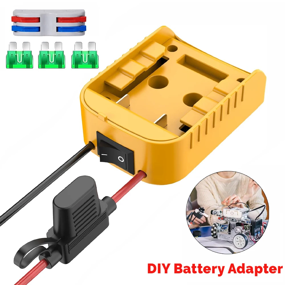 Power Wheels Adapter for Dewalt 18V/20V Lithium Battery DIY Battery Adapter with ON/OFF Switch & 30Amp Fuse for DIY Rc Car Toys