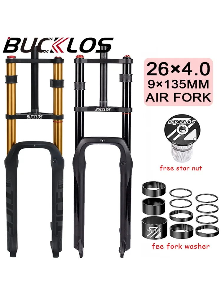 BUCKLOS 26*4.0 Fietsvork Dubbele Schouder E-Bike Vork 9*135mm 26 Strand Sneeuw Fiets Vorken 4.0 Band BMX Vorken 180mm Trave - afbeelding 2