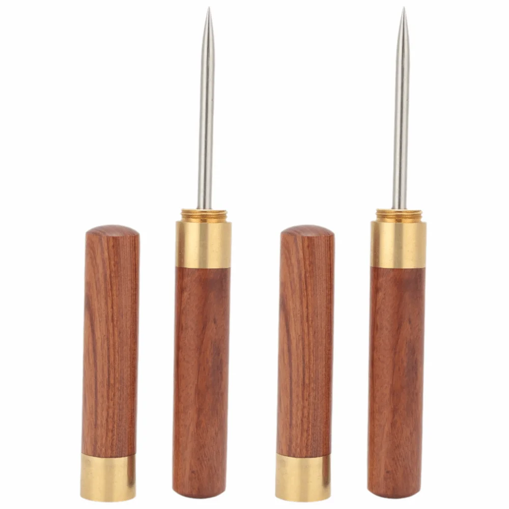 2 Pcs Set Rosewood Handle Tea Needle Knife Stainless Steel 6.9 Inch Length Puer Tea Knife Non-Slip Wood Handle Protective Cover
