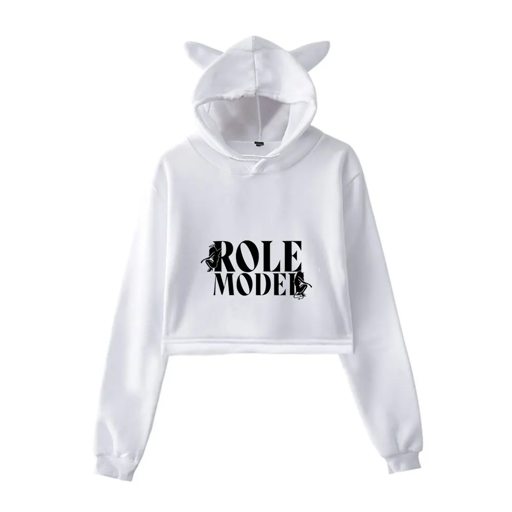 Role Model Merch Vintage 90s Streetwear logo Hoodie Hoodies Sweatshirts for Girls Cat Ear Crop Fashion Sports Pullover