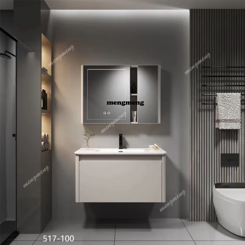 

Комбинированный шкаф для ванной из нержавеющей стали с интегрированной керамической раковиной и унитазом с закругленными углами.