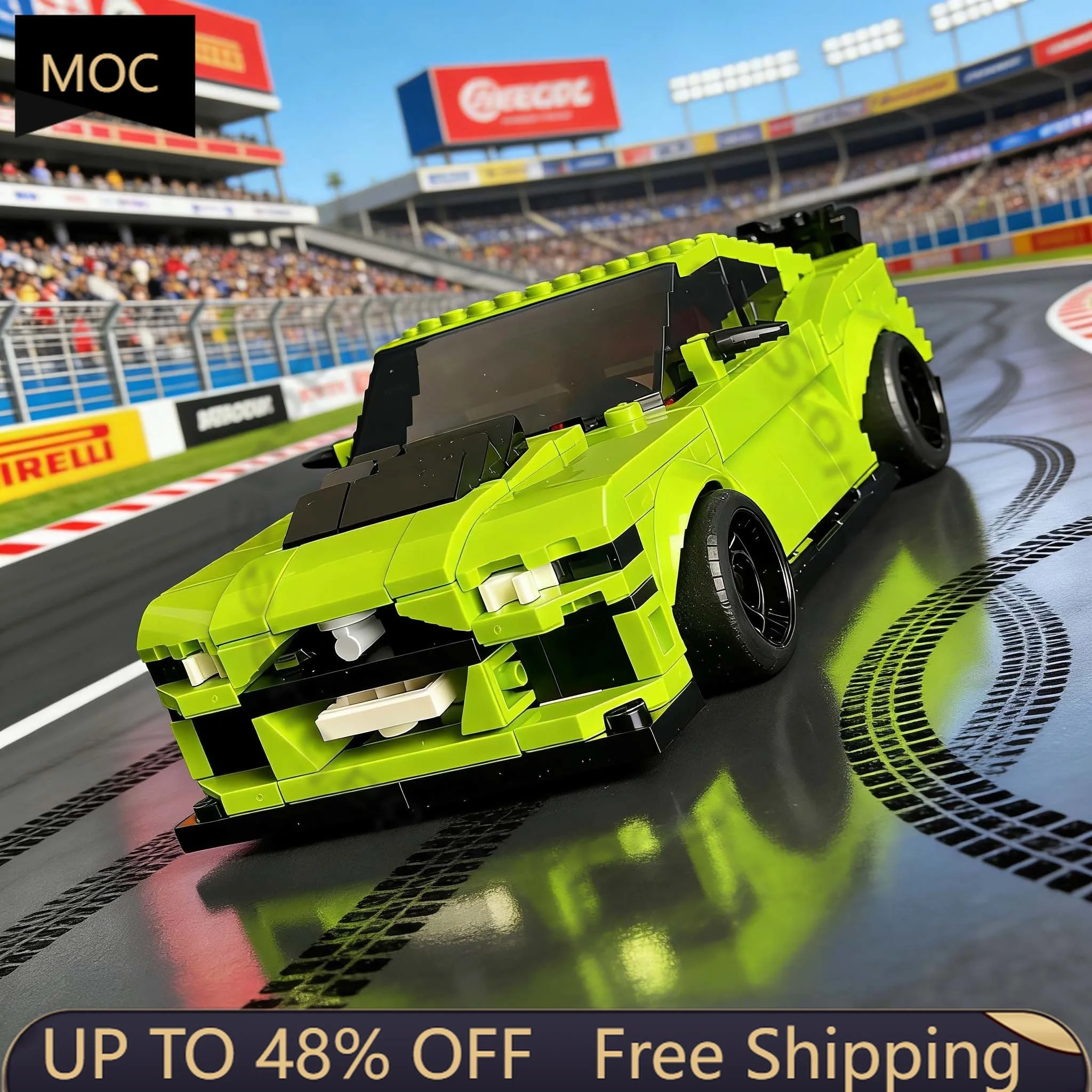 

323 детали, скоростной спортивный автомобиль 77237 GT500, вдохновленный MOC, модульный конструктор, технологическая модель, DIY, игрушка для мальчиков, подарок на день рождения