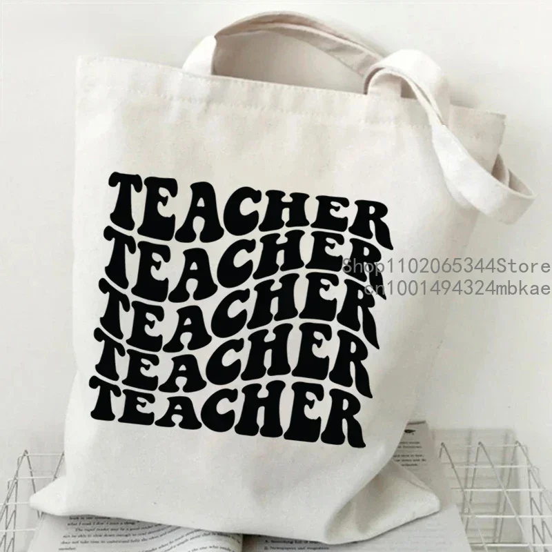 Teacher Graphics Handbags for Women Colorful Letters Print Tote Bag Fashion Travel Beach Shoulder Bags Best Gifts for Teacher