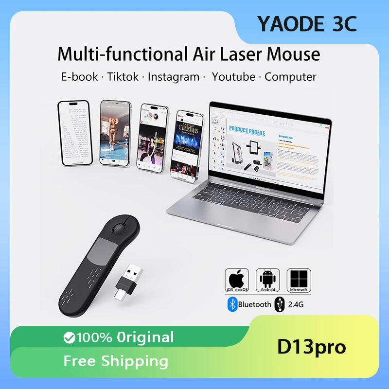 D13pro Ring Mouse Mouse wireless Bluetooth Mouse remoto per girare le pagine Controller per tablet per telefono cellulare Controllo TikTok Breve video PPT