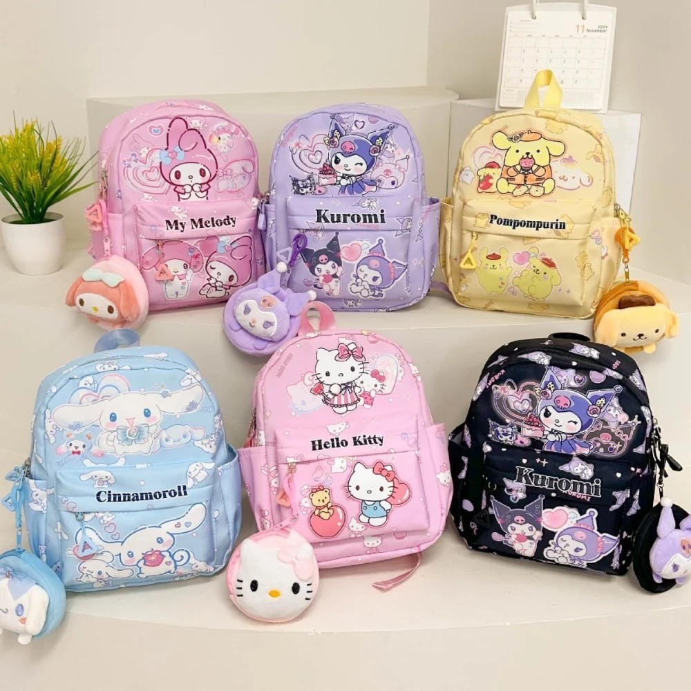 

Sanrio Hello Kitty Kuromi My Melody Cute Cartoon Kids Backpack Kindergarten Primary Students Double Shoulder Bag Gifts for Girls