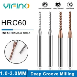 YIFINO HRC60 Tungsten Steel Carbide Extended Deep Groove Flat Milling Cutter For Aluminum/Steel CNC Machining Endmill Tool