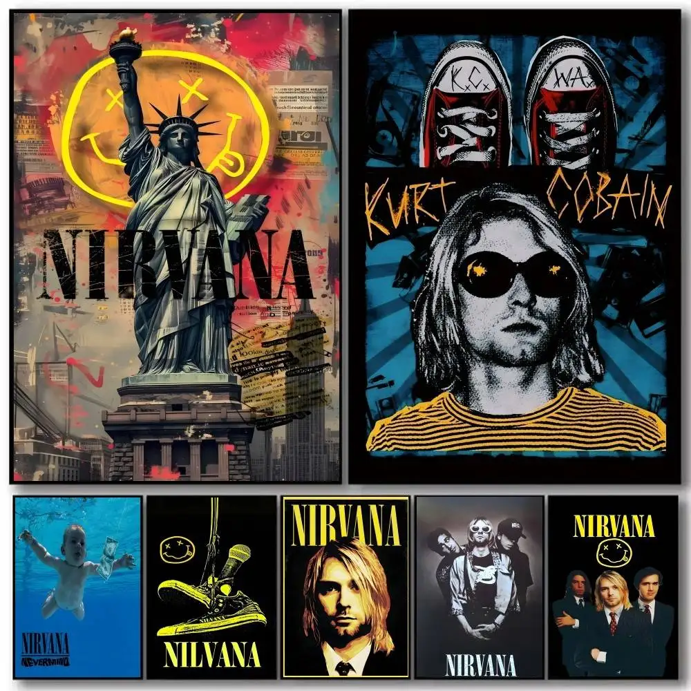 Rock Band A-N-Nirvana Poster And Prints Wall Art Pictures For Modern Bedroom Game Room Home Decor